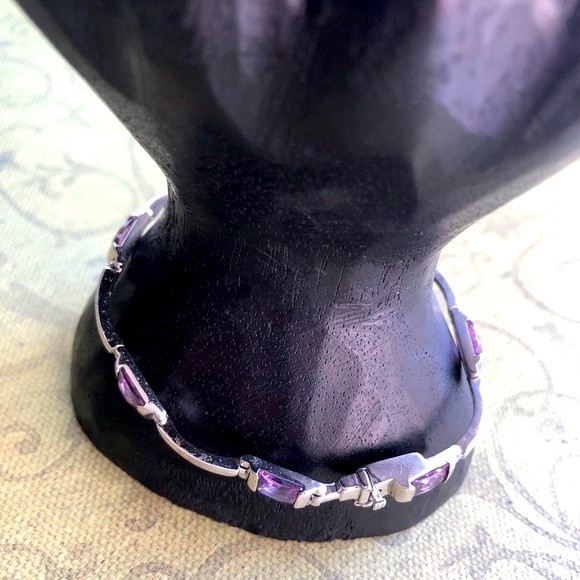 Sterling Silver Amethyst Gemstone Bracelet Brand New Size 7” - Picture 1 of 2